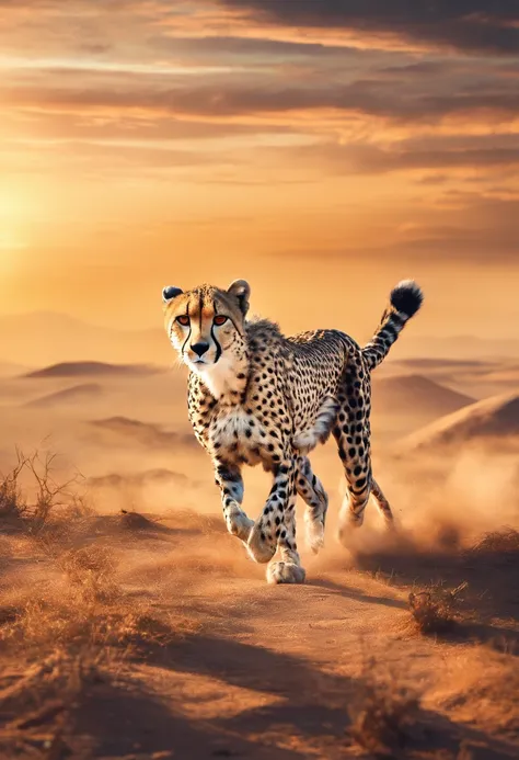 Cheetah running in the serengeti