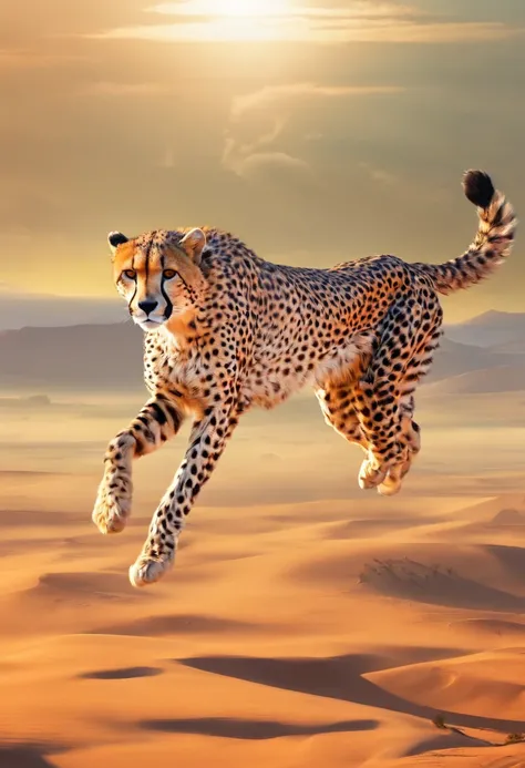 Cheetah running in the serengeti