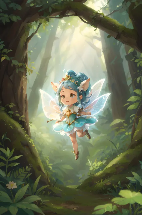 there is a Long Fly through the air in the forest, Retrato de uma Longas, Retrato da Longas, Longas da floresta, Personagem Pixie, Longass dance, Rainha das Longass, floresta Fae, Longas bonita, Longass magic background, sorrindo como uma rainha de Longass...