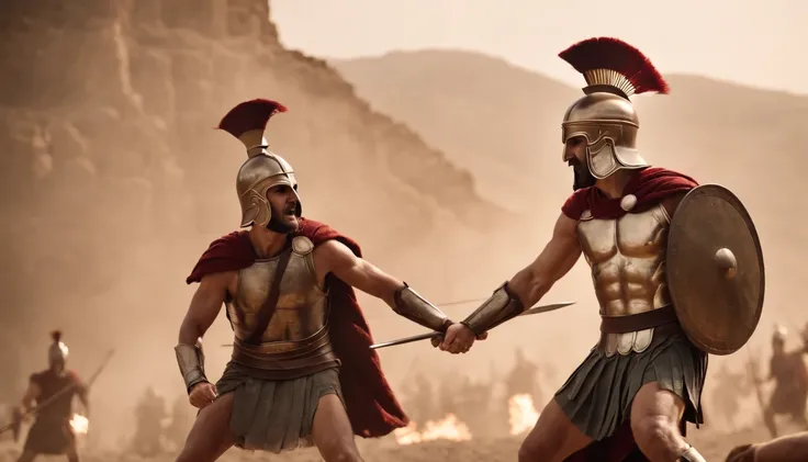 Sparta soldier fight with athena warrior