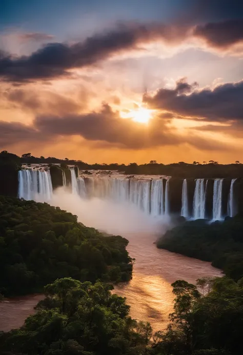 sunset in the city of Foz do iguaçu, Parana, In the Iguazu Falls