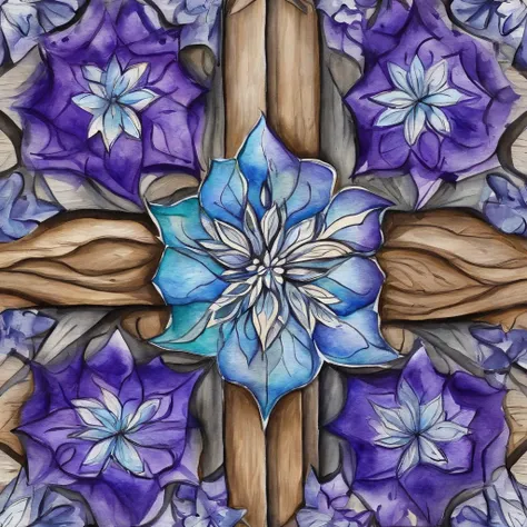 estrela, Realistic, colorido, cores vibrantes, cores saturadas, azul, Purple, symmetric, rustic wood backdrop)