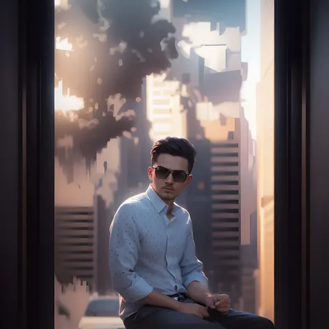 Change background cinematic, business suit, ultra realistic