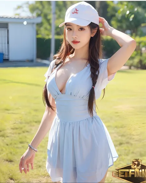 a close up of a woman in a dress and a hat, Beautiful Asian girl, Asian girl, Menina chinesa, quente com sol brilhante, menina coreana, linda senhora, 🐎🍑, menina muito bonita, menina jovem e bonito, deusa bonita, 18 anos, Mulher sul-coreana bonita, Anime M...