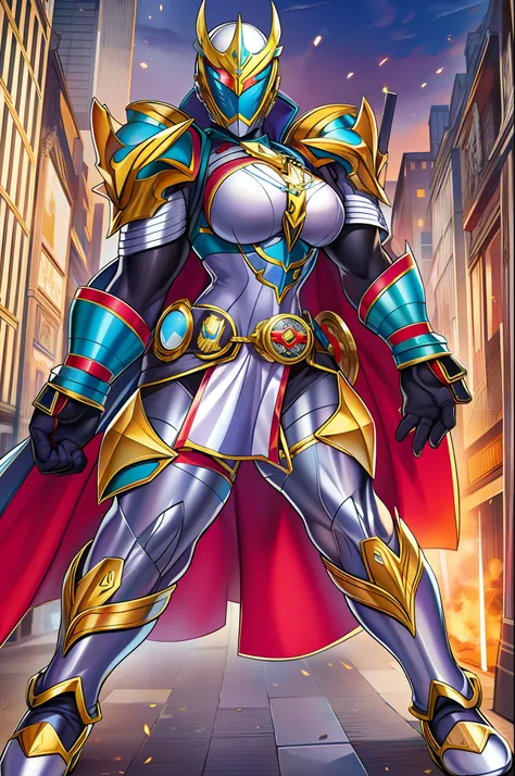 sentai knight, metal hero, mask, ultrawoman, full body,tarohero