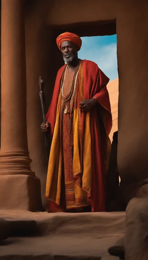 The apostle Paul in African garb looked at the screen, Ultra foto realsisim