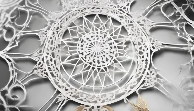 a full white marble dream catcher with a spiderweb inside. Atmosfera escura, alto contraste de luz e sombra, fotografia profissional, utrarealista, Light Volumetric, cinemactic