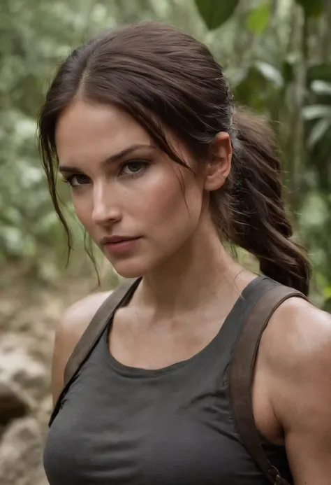 Femme Colombienne, cheveux long noir , Lara Croft Tomb Rider, Treasure Hunter