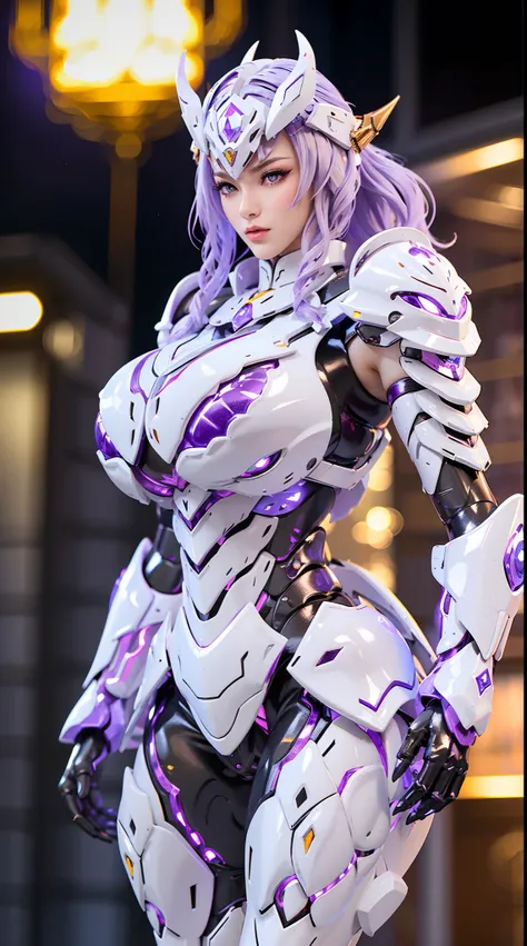 SILVER DRAGON QUEEN, PURPLE EYE, HUGE BOOBS, MECHA HEAVY ARMOR, TRANSPARANT, STANDING, THICK BODY, MUSCLE ABS.