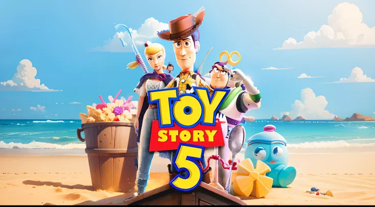 toy story 5, concept movie, beach