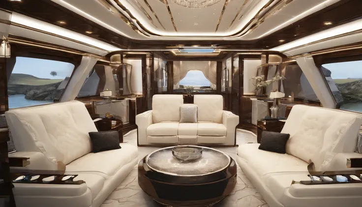 o interior de uma nave ultra luxuosa