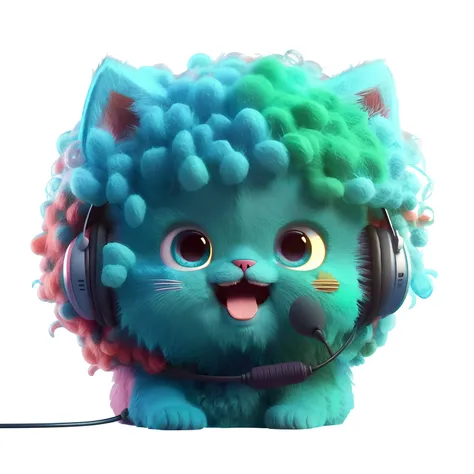 a close up of a cat with headphones on and a microphone, adorable digital painting, cute 3 d render, cute! c4d, beeple and jeremiah ketner, cute digital art, cute detailed digital art, cute character, cute creature, colored zbrush render, stylized 3 d, cin...