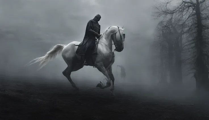 a white horse, Its rider wielded a bow, and was given a crown; he rode like a winner determined to win, REALISTIC, 8K