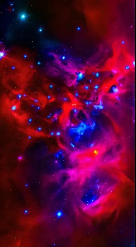 Un primer plano de una galaxia con una estrella roja brillante en el centro, en una nebulosa, Vista del cosmos, Nebulosas!!, Nebulosas, Red and Purple Nebula, Size of a nebula, Cosmic space, cosmic nebulae, Nace la hermosa nebulosa, Galactic Nebula, Size o...