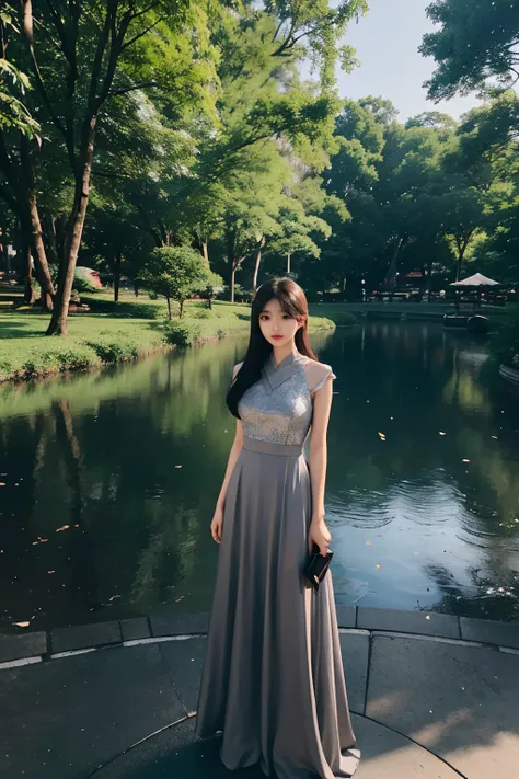 arafed asian woman in a gray dress standing in a park, anime thai girl, malaysian, 19-year-old girl, wenfei ye, lalisa manobal, 1 8 yo, sun yunjoo, xintong chen, asian girl, 2 7 years old, 2 3 years old, xision wu, chinese girl, ruan jia beautiful!