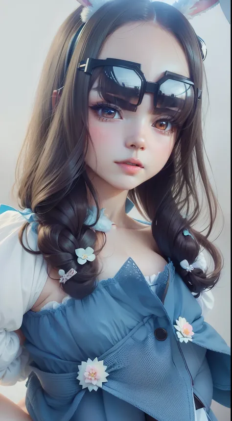 anime girl with bunny ears and a white dress posing for a picture, ultrarealistic sweet bunny girl, with bunny ears, with big rabbit ears, beautiful lady with bunny ears, 3 d anime realistic, guweiz, loli, long rabbit ears, with long floppy rabbit ears, wi...