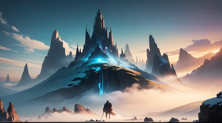 Create an image for finalizing a youtube video from a gameplay channel. This image should be fanciful and epic, I want it to be an amazing landscape that can be putting on epic background music.