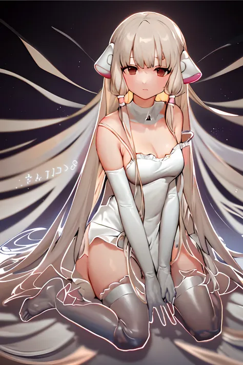 masterpiece, best quality, highly detailed, highres, hdr,
chobits, chii, hair tubes, 
1girl, bangs, bare shoulders, bed sheet, b...