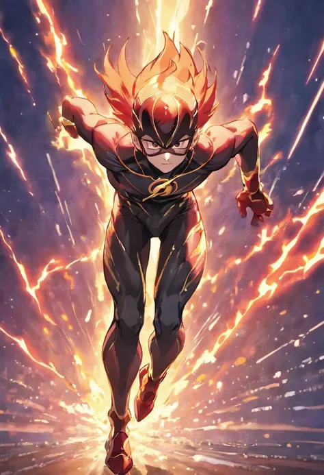 The Sprinter in Action, looks like mercury and the flash Mcu, Pose de corrida, ultra detalhe, 8k, Jim Lees artistic style, DC Quadrinhos, visto de frente, cara fria, Piece, alto