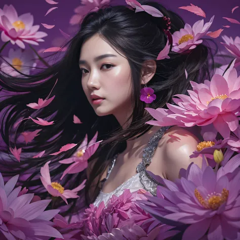 32k（tmasterpiece，k hd，hyper hd，32k）long flowing black hair，ponds，zydink， a color， aozhou people （concubine girl）， （purple silk s...