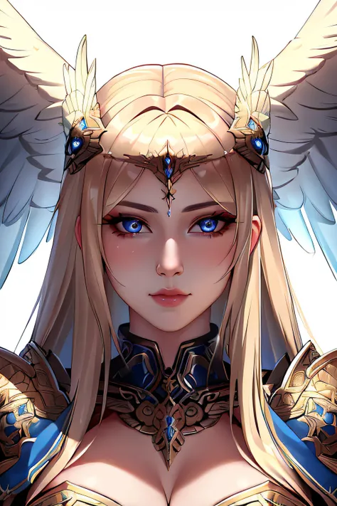 (masterpiece:1.1), (best quality:1.1), (detailed face and eyes:1.1), woman, blonde hair, blue eyes, valkyrie, valkyrie armor, angel wings, [portrait|full body|portrait], mature, BREAK (intricate details, detailed hair, realistic, sharp focus: 1.0), perfect...