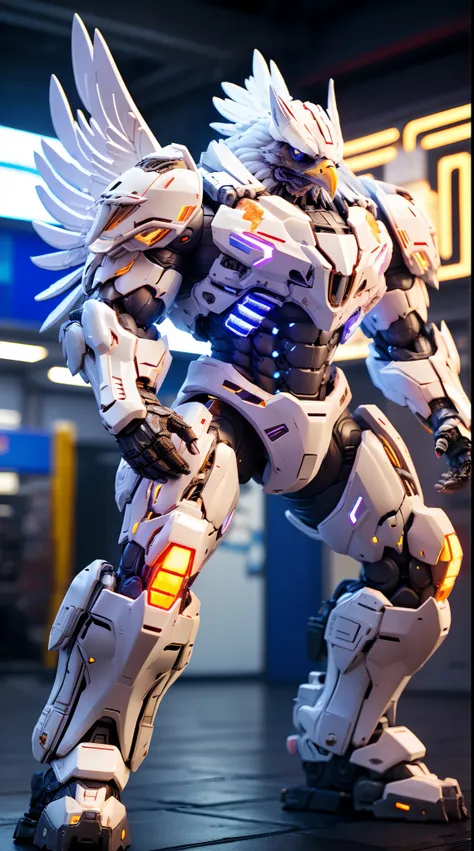 EAGLE, MECHA HEAVY ARMOR, TRANSPARANT, MUSCLE BODY.