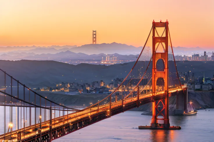 Alafard view of bridge with city as background, Photo of San Francisco, san francisco, Golden gate, Golden Gate Bridge, bay area, california;, shutter inventory, Takahashi，city on top, california, the night，author：Bernardino May, stock image, author：Dan Lu...