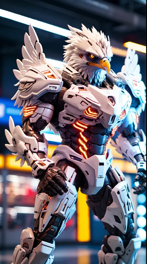 EAGLE, EAGLE HEAD, MECHA HEAVY ARMOR, TRANSPARANT, MUSCLE BODY.