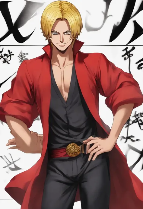 sanji 4k wano red suit black hair