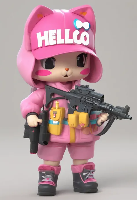 Hello kitten with a gun and a dress, hello kitty, gatinho, fortemente armado, Sanrio, Hello, pink iconic character, hideous, com fuzil, Militarista!!!, armado e perigoso, Holy, the teddy bear is holding a gun, Kidmo!!!, com pistola, :3, 1024x1024, machucar...