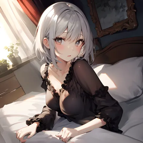 Anime - style image of woman in black dress, loli in dress, Seductive Anime Girl, guweiz on pixiv artstation, anime girl wearing a black dress, from girls frontline, perfect gray hair girl, guweiz on artstation pixiv, guweiz, Fine details. girls frontline