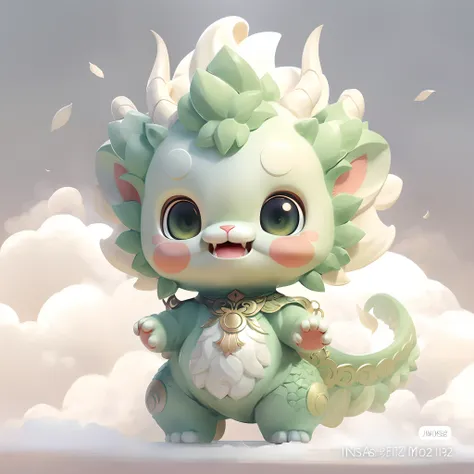 There is a lion with horns on his head, Cute detailed digital art, lovely digital painting, Cute little lion,  style of wlop, adorable digital art,Red, by Russell Dongjun Lu,  Trends in CG society