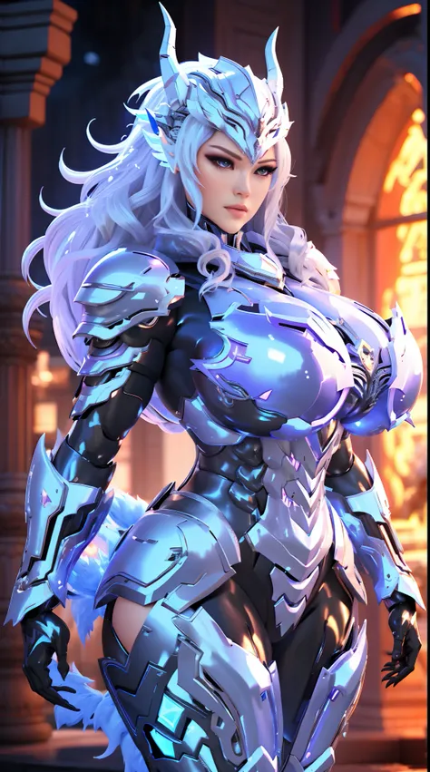 SILVER DRAGON QUEEN, HUGE BOOBS, CRYSTAL HEAVY SUIT ARMOR, TRANSPARANT, THICK BODY, MUSCLE ABS, SEXY.