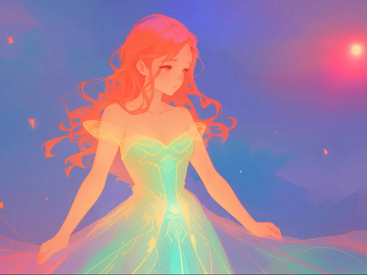 there is a girl in a dress that is standing in the snow, inspired by Glen Keane, inspired by Lois van Baarle, disney art style, by Lois van Baarle, glowing aura around her, by Glen Keane, jen bartel, glowing lights! digital painting, flowing glowing hair, ...