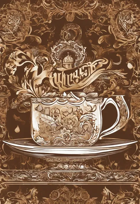 , a rich, velvety brown coffee logo that exudes sophistication and charm. The logo features an elegant coffee cup, adorned with intricate patterns and delicate swirls. The cup is filled to the brim with a decadent, creamy mocha, showcasing the perfect bala...