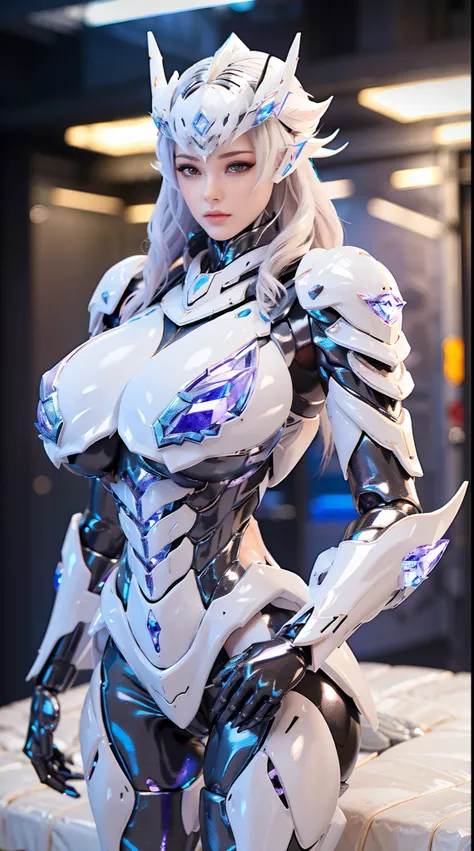 SILVER DRAGON QUEEN, HUGE BOOBS, CRYSTAL HEAVY SUIT ARMOR, TRANSPARANT, THICK BODY, MUSCLE ABS, SEXY.