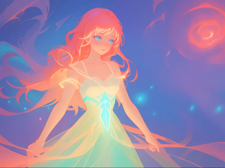 there is a girl in a dress that is standing in the snow, inspired by Glen Keane, inspired by Lois van Baarle, disney art style, by Lois van Baarle, glowing aura around her, by Glen Keane, jen bartel, glowing lights! digital painting, flowing glowing hair, ...