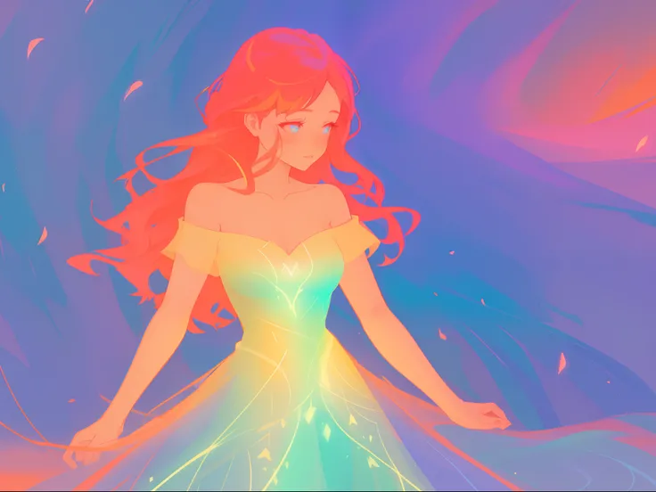 there is a girl in a dress that is standing in the snow, inspired by Glen Keane, inspired by Lois van Baarle, disney art style, by Lois van Baarle, glowing aura around her, by Glen Keane, jen bartel, glowing lights! digital painting, flowing glowing hair, ...