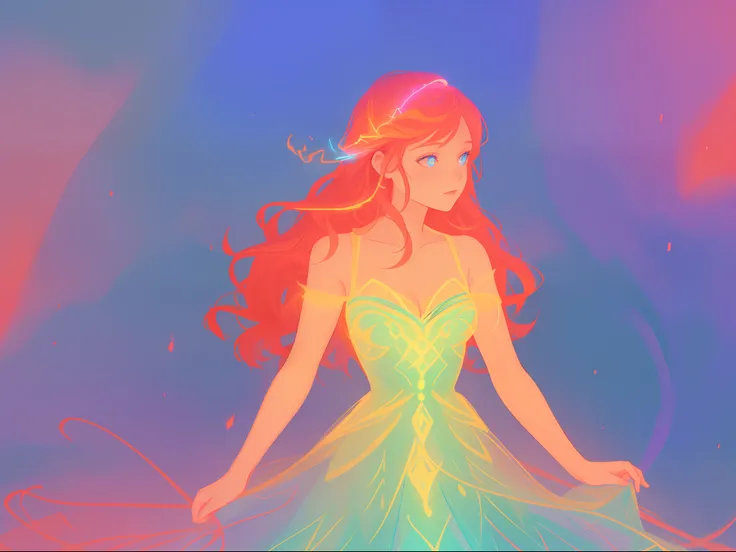 there is a girl in a dress that is standing in the snow, inspired by Glen Keane, inspired by Lois van Baarle, disney art style, by Lois van Baarle, glowing aura around her, by Glen Keane, jen bartel, glowing lights! digital painting, flowing glowing hair, ...