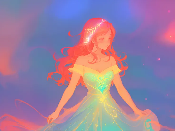 there is a girl in a dress that is standing in the snow, inspired by Glen Keane, inspired by Lois van Baarle, disney art style, by Lois van Baarle, glowing aura around her, by Glen Keane, jen bartel, glowing lights! digital painting, flowing glowing hair, ...