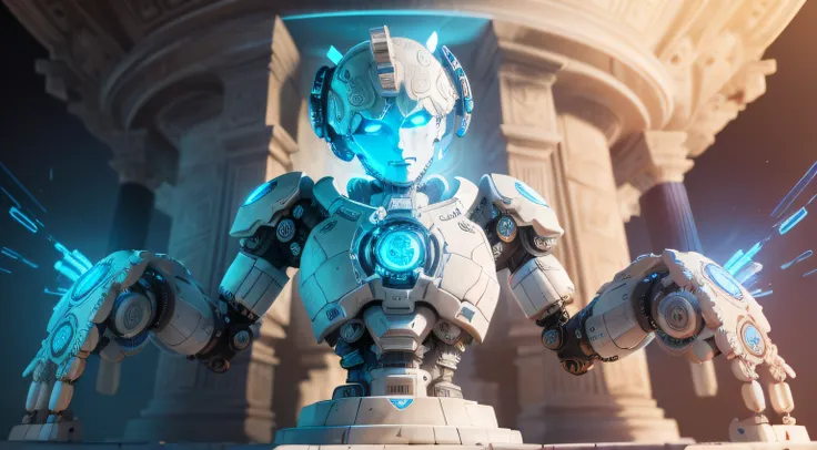 ((Masterpiece)),((Best quality)), 8K, high detal, Ultra-detailed,A bust of a robot made of white marble stands in the heart of the Roman Forum, 。.3D.
Robot bust,((White marble),((detailed carvings),(Glowing blue eyes),(Mechanical gears),(Polished surface))...