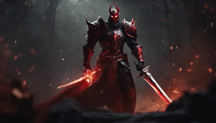 demonic knight with red and black armor holding a sword, official splash art, splash art, league of legends splash art, 8k hd wallpaperjpeg artifact, 8 k hd wallpaperjpeg artifact, iconic character splash art, riot games concept art, league of legends art,...