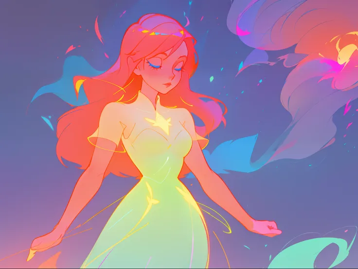 there is a girl in a dress that is standing in the snow, inspired by Glen Keane, inspired by Lois van Baarle, disney art style, by Lois van Baarle, glowing aura around her, by Glen Keane, jen bartel, glowing lights! digital painting, flowing glowing hair, ...