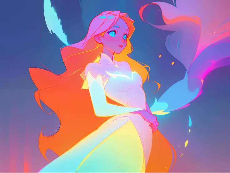 there is a girl in a dress that is standing in the snow, inspired by Glen Keane, inspired by Lois van Baarle, disney art style, by Lois van Baarle, glowing aura around her, by Glen Keane, jen bartel, glowing lights! digital painting, flowing glowing hair, ...