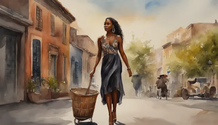 (a black woman walking down the street in front of the viewer wearing fancy clothes),(documentary),(photorealistic art),(DSLR),(best quality,4k,8k,highres,masterpiece:1.2),(wide angle lens,ultra-detailed),(lighting,natural light),(HDR),(vivid colors)