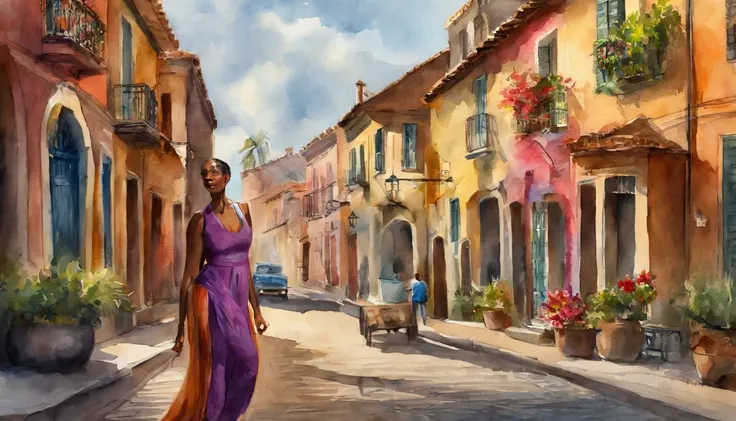 (a black woman walking down the street in front of the viewer wearing fancy clothes),(documentary),(photorealistic art),(DSLR),(best quality,4k,8k,highres,masterpiece:1.2),(wide angle lens,ultra-detailed),(lighting,natural light),(HDR),(vivid colors)