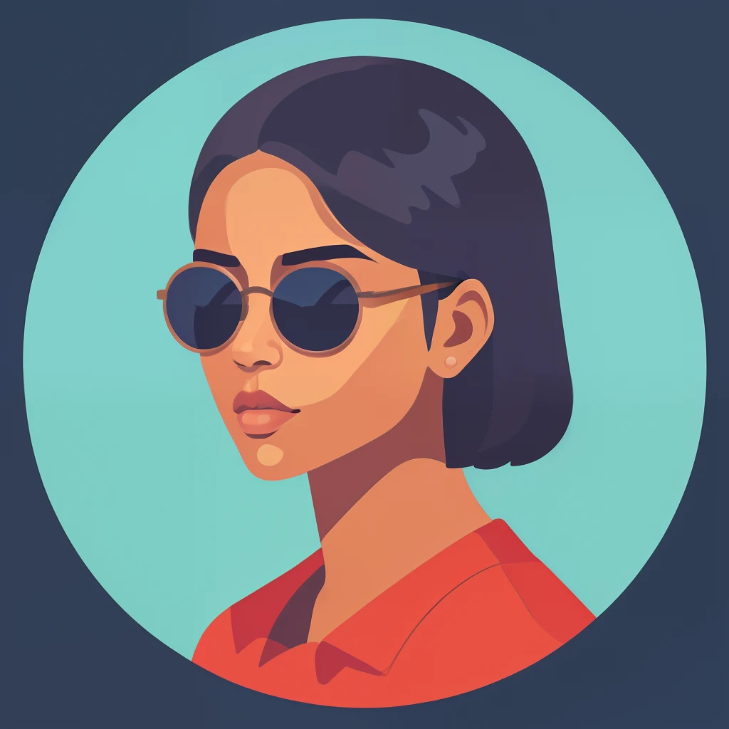 a close up of a woman with sunglasses on and a red shirt, in style of digital illustration, vector art style, trending on artstration, cartoon style illustration, stunning art style, stunning digital illustration, illustration style, highly detailed vector...