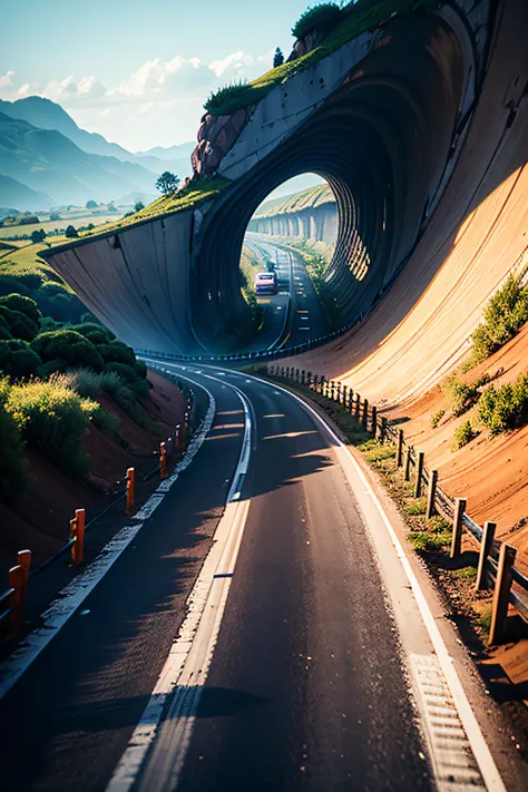 HORROR AISAGEM AND A ROAD HEADING TOWARDS A GIANT TONGUE