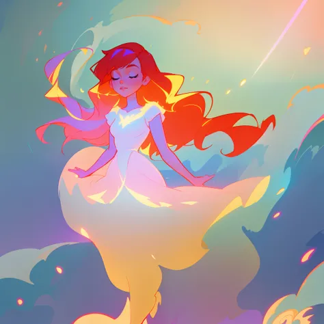 there is a girl in a dress that is standing in the snow, inspired by Glen Keane, inspired by Lois van Baarle, disney art style, by Lois van Baarle, glowing aura around her, by Glen Keane, jen bartel, glowing lights! digital painting, flowing glowing hair, ...