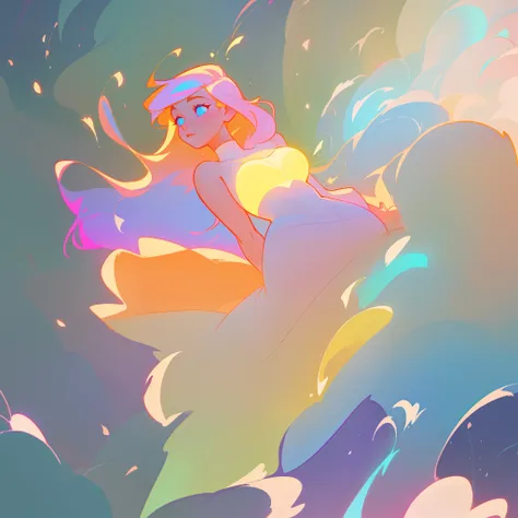 there is a girl in a dress that is standing in the snow, inspired by Glen Keane, inspired by Lois van Baarle, disney art style, by Lois van Baarle, glowing aura around her, by Glen Keane, jen bartel, glowing lights! digital painting, flowing glowing hair, ...